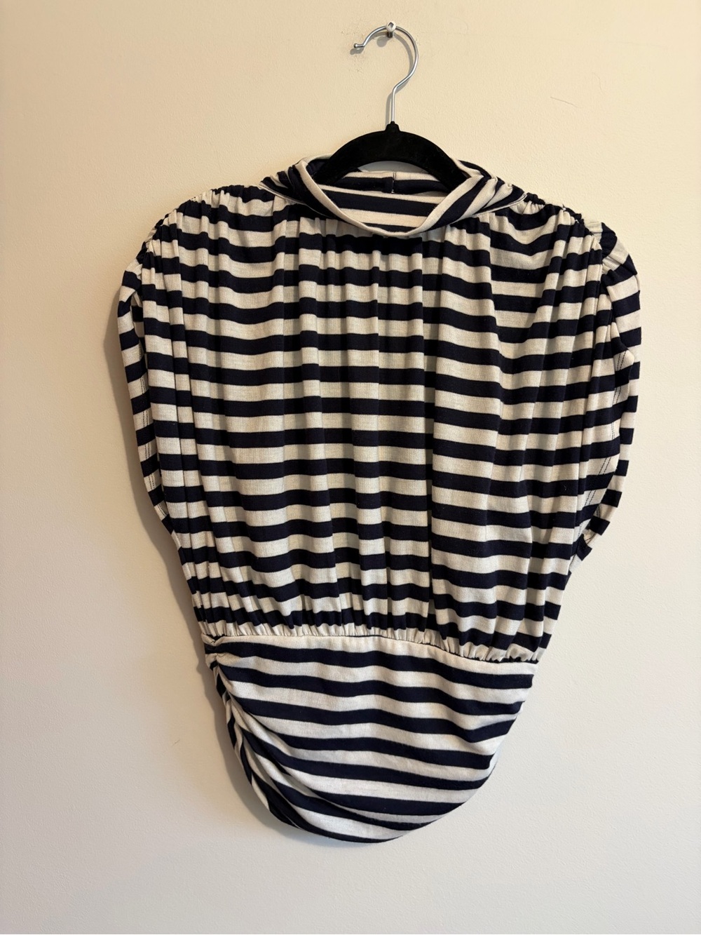 ANTHROPOLOGIE- Maeve size XXS Striped Ruched Dolman Top.